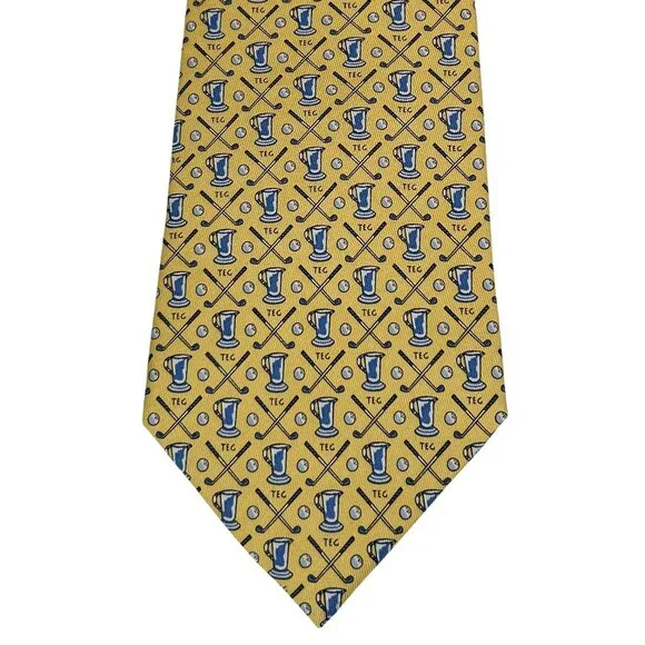 Vineyard Vines Custom Collection NWT Yellow Silk Golf Novelty Necktie Tie - Picture 4 of 9